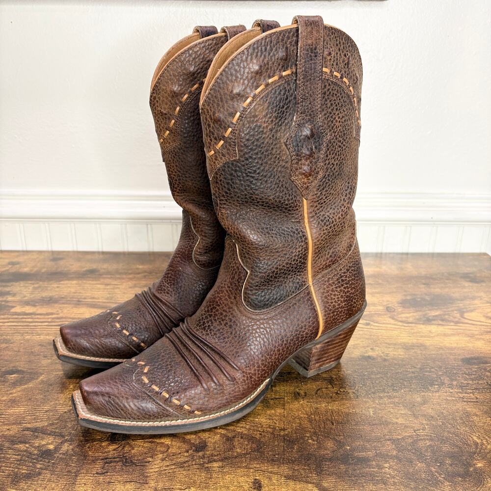 Ariat Womens Size 7.5 Dixie Western Cowboy Boots Brown Rowdy Leather Cowgirl - Picture 15 of 15